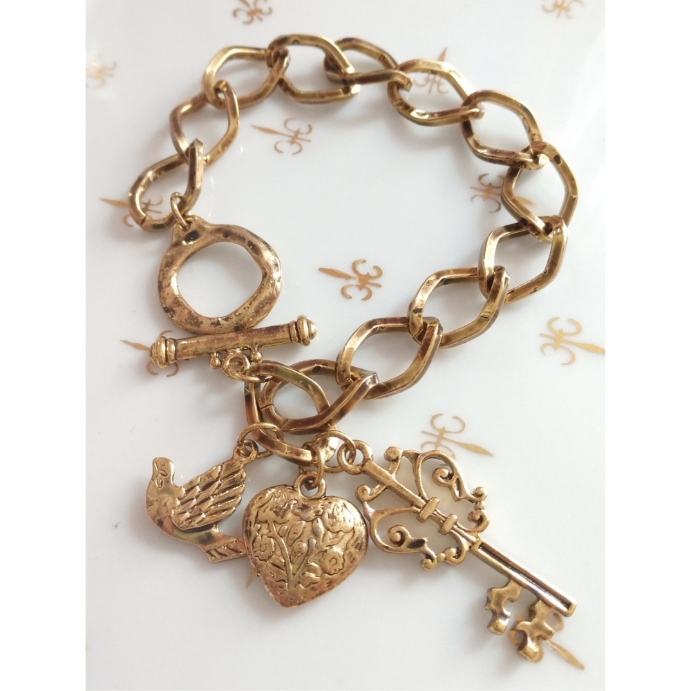 Gold-tone Link Charm Bracelet